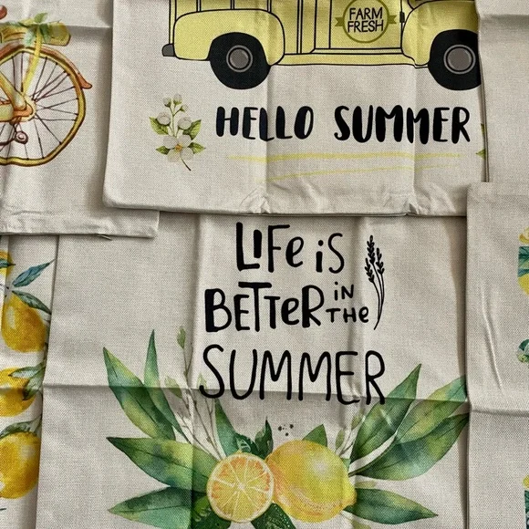 Summer Outdoor Home Decor Throw Yellow Lemon Zipper Pillow Covers Set of 6 - Picture 1 of 8